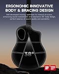 Donner 38" Carbon X Wood Acoustic Guitar Beginner & Intermediate Learner Kits - Carbon Fiber Top, Wooden Body, Durable Solid Guitar with Case, Strap, Steel-String, RISING-G1 (Satin, Brown)