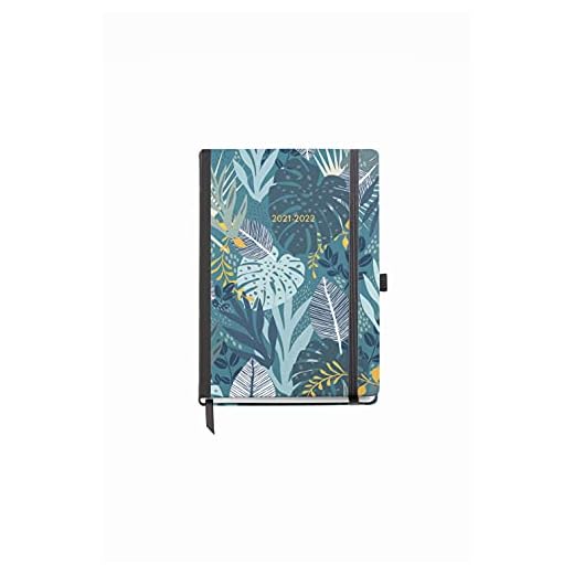 Miquelrius - Agenda 18 månader, september 2021-december 2022, veckovy, storlek 12,2 x 16,8 cm, trespråkig spanska portugisiska engelska, Gold Forest