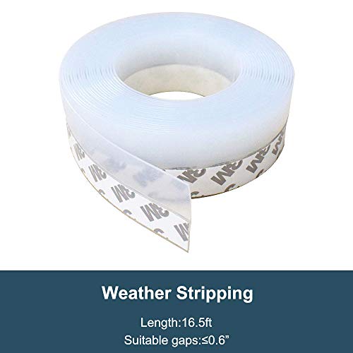 Silicone Seal Strip - Weather Stripping Door Window Seal-Door Strip Bottom Draft Stopper 16.5 Foot (25Mm, Transparent) #TOP4