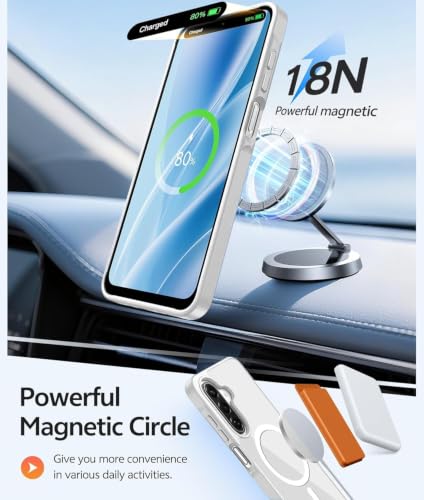 Image of DIZORO Samsung A56 Case,Compatible with Mag Safe, Non Yellow Military-Grade Drop Protection & Hard PC Back Cover Slim Transparent Anti-Scratch Shockproof Phone Case (New White)