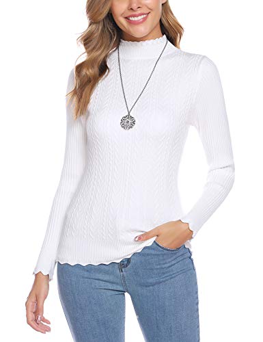 iClosam Women's Turtleneck Sweaters Long Sleeve Sweater Solid Mock Slim Layer Tops Pullover