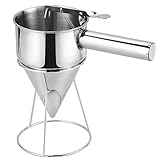 MAOPINER 1200ML 40.5OZ Stainless Steel Pancake Batter Dispenser, Piston Funnel Cake Maker Dispenser, Commercial Chocolate Confectionery Funnel with Stand for Takoyaki and Baking