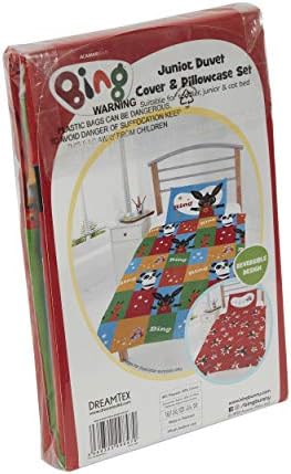Coco Moon Bing Bunny Patchwork Reversible Junior Bed Size Duvet Cover and Pillow Set for Kids Ideal Prime Gift