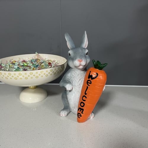 Estatua de conejo decorativa para jardín de resina miniatura 6