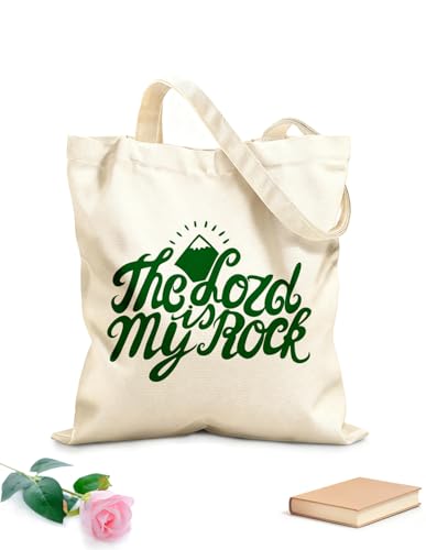AILOONG Aufbewahrungstaschen aus Polyester-Baumwolle handgeschriebener Text „Der Herr ist mein Fels“, hergestellt in der Nähe 340g/m² dickes Gewebe Personalisierbarer Slogan