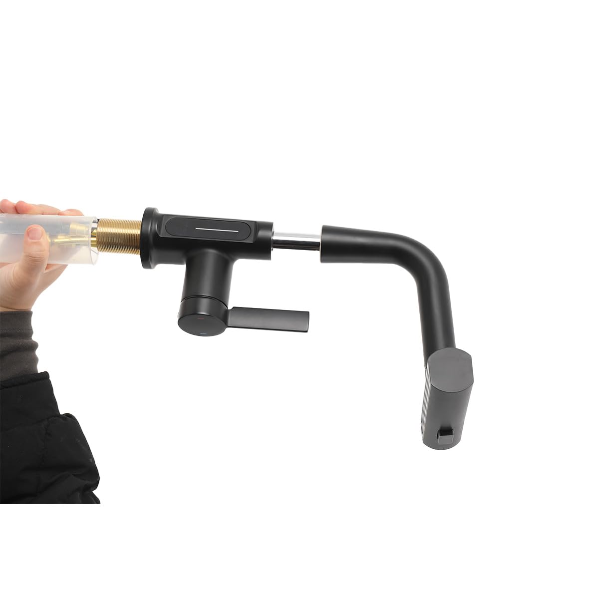 Wasserhahn Küche, Hochdruck Küchenarmatur, Armatur Küche mit Brause Ausziehbar, Mischbatterie Küche 360° Schwenkbar, Spültischarmatur Messing mit 60cm Schläuchen für Küchen Spüle
