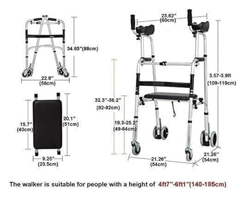 Déambulateur médical à 4 roues avec coussin support d'accoudoir - 3