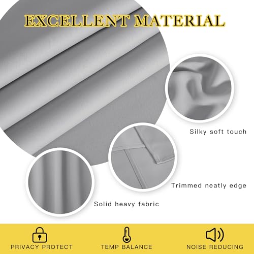 NICETOWN Silver Gray Sliding Door Curtains 108 inches Long - Grommet Blackout Light & Sound Blocking Room Divider Curtains Window Treatments for Dining Room/Bedroom (W100 x L95, 1 Panel)