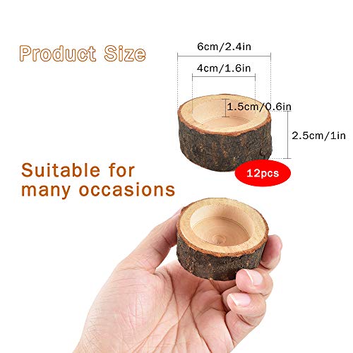 Hagao Tea Light Candle Holders, Personalized Wooden Votive Tealight Holder For Wedding Party Birthday Holiday Set Of 12 (1") #TOP6