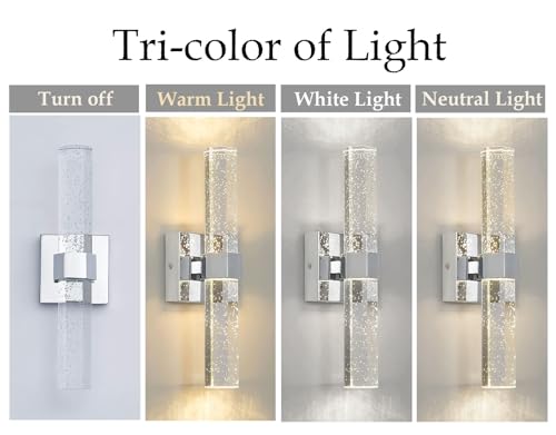 YOOCHUENG Wall Lamp Crystal Modern, Art Deco with Three-Colour Lighting - Image 3