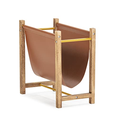 HOMN LIVING Revistero Bento en Cuero sintético y Madera Natural
