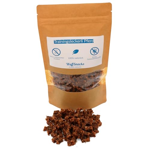 Getreidefreie Hunde Leckerlis vom Pferd | 500g | Trainingssnacks hypoallergen | 100% natürliche & zuckerfrei Trainingshappen | Leckereien für Hunde | Leckerli Hund | Dog Treats von WuffSnacks