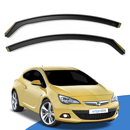 EdgeVisors Wind Deflectors | Fits: Vauxhall Astra J GTC MK6 (2010-2015) 3 Door Hatchback 2pc Set | In-Channel Rain Guards for Wind, Rain & Sun Protection, Easy Installation - Tinted