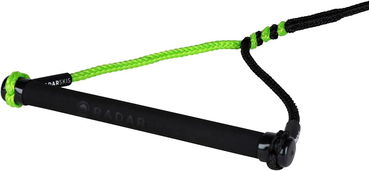 RADAR Vapor Custom Water Ski Handle - Ergonomic Grip, 13 Inch Length, High Control Performance Design, Black/Volt Green Handle for Wakesurfing - Multiple Diameter Options