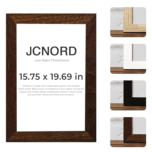 JCNORD MDF Walnut Wooden Picture Frame 16x20 inches (40x50 cm) with Shatterproof Acrylic Glass | Modern Photo Frame for Walls and Tables