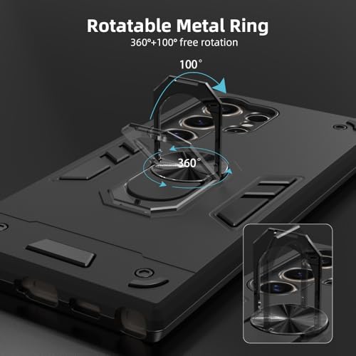 Image of NDCOM for S24 Ultra Cover | Premium Samsung S24 Ultra 5G Mobile Cover | S24 Ultra Case | Ring Holder Case Black