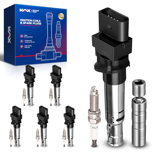 Image of KAX 6 Ignition Coils & 6 Spark Plugs Socket Set for Atlas 2018-2019 3.6L V6 | Fits Touareg 2017, 2009-2016 3.6L, Passat 2012-2018 3.6L, Q7 2009-2010 3.6L, CC 2009-2016, 3.6L V6 Replaces UF635 1961