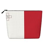 Bolsa de maquillaje de cáñamo sintético de la bandera de Malta, para mujer, resistente al agua, bolsa de poliéster con cremallera, gran organizador de cosméticos de viaje