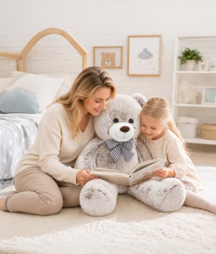 Image of MaoGoLan 39 Inch Giant Teddy Bear, Two Tone Plush Stuffed Animal Gift | Soft plush fur and a huggable 39 inch design make this big teddy bear a cozy companion for kids, teens, and loved ones.