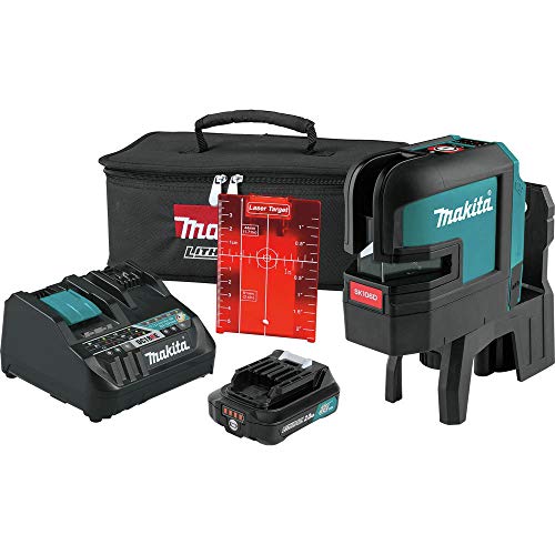 Makita SK106DNAX Self-leveling cross-line and 4-point laser kit, red, with 2.0 Ah battery