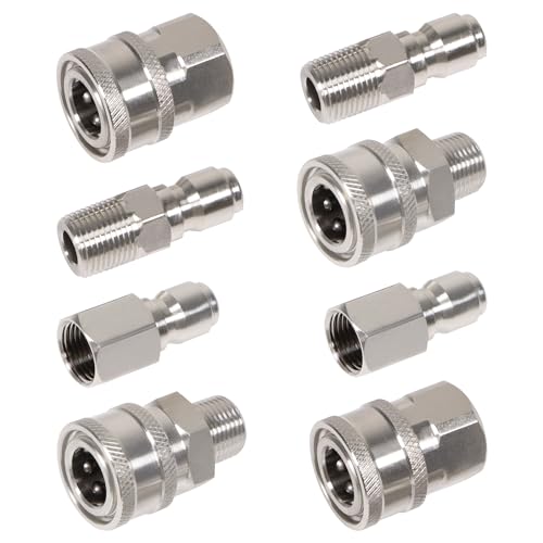 3/8 Inch 3/8'' Pressure Washer Quick Connect Fittings Stainless Steel Adapter Set for NPT Male and Female Thread Kit