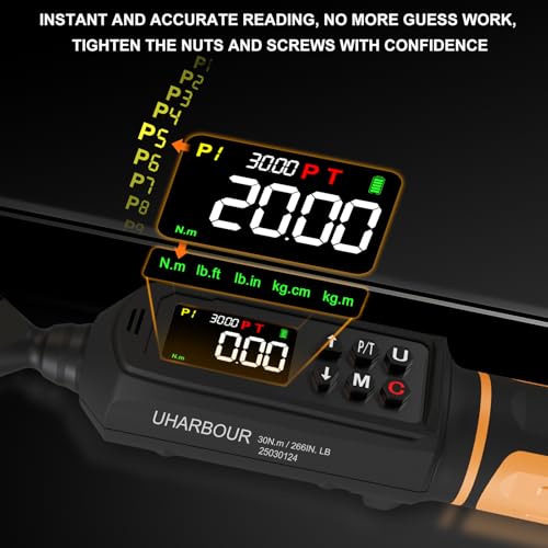 Digital Torque Wrench 1/4 Drive, 1.1-22.1 Ft-lbs/1.5-30Nm Range, Electric Torque Wrench with Dual Direction Ratchet, ±1% Accuracy with Vibration, Buzzer and LED Alert