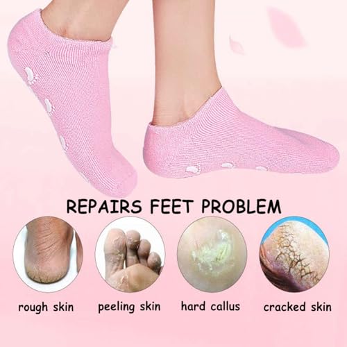 Image of Zuvexa Moisturizing Spa Gel Socks for Cracked Heels & Dry Feet - Hydrating, Softening, Repair Socks for Women & Men - Reusable, Washable, Non-Slip Cotton with Enriched Gel Lining (Pack of 1, 1, count)