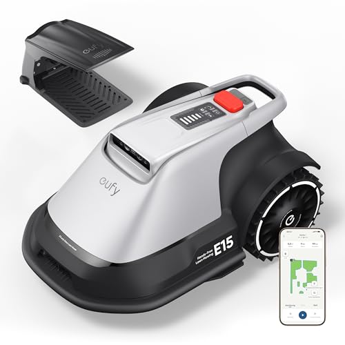 eufy E15 Mähroboter ohne Begrenzungskabel, Keine Signalausfälle, Kein RTK, TrueVision Technologie, Garten bis 800m², Smart-Navigation, Präzisionsrandschnitt, Hindernisvermeidung, App-Steuerung