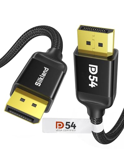Silkland 54Gbps DisplayPort Cable 2.1 [VESA Certified], DP 2.1 Cable [16K@30Hz, 8K@120Hz, 4K@240Hz 165Hz 144Hz] HDR, HDCP DSC 1.2a, Compatible FreeSync G-Sync Gaming Monitor 5090 7900XTX, 6.6FT