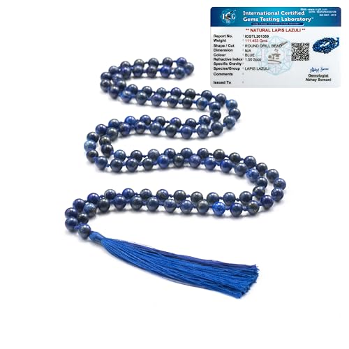 RIYAURA Natural Lapis Lazuli 108 Bead Japa...