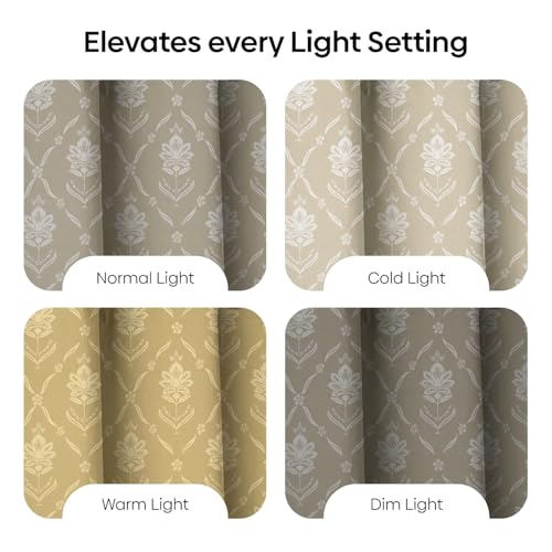 Image of haus & kinder Digital Printed Cotton Window Curtain 5 Feet Long Pack of 2 Window Curtains, 5 Feet Curtain for Window (Nature Floral, Beige 130x152 CM)