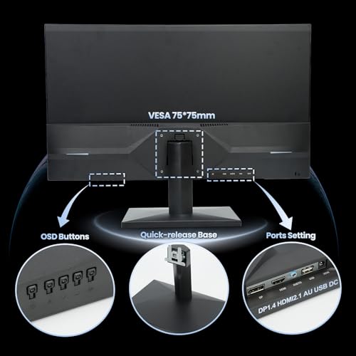 Image of 24.5 Inch 180Hz Gaming Monitor, FHD 1080P, Computer Screen, FreeSync, 1 x HDMI 2.1, 1 x Display Port 1.4, 1 x USB, IPS, Tilt Adjustable, PC Xbox PS5 Compatible, VESA 75, HDMI Cable Included