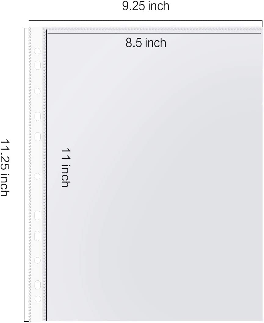 Protectores de hojas resistentes para carpeta de 3 anillas, 200 protectores de página transparentes a granel, fundas de plástico de carga superior de 8.5 x 11 pulgadas