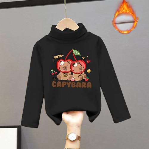 Générique Vêtements pour garçons-T-Shirt Thermique Manches Longues garçon Haut Doux Chaud Tendance Enfant Temps Froid Automne Hiver Pull Basique Confortable vêtement Quotidien (Black, 3-4 Years) – vue 2