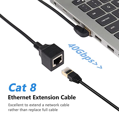 SinLoon RJ45 Cat8 Ethernet Cable,90 Degree Male to Female High Speed Cat8 Network Cable,40Gbps 2000Mhz SFTP Patch Cord For Router Modem Server (Right) - Image 2