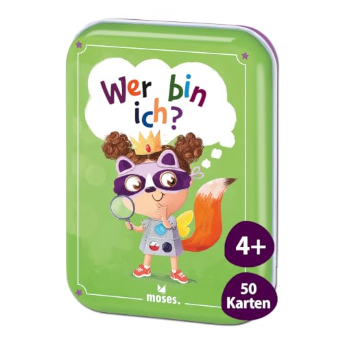 Moses. Wer Bin ich? Zeitloses Kinderspiel für die ganze Familie Gesellschaftsspiel mit 40 lustigen Illustrationen Reisespiel in Metalldose für unterwegs für Kinder ab 5 Jahren und 2-6 Spieler