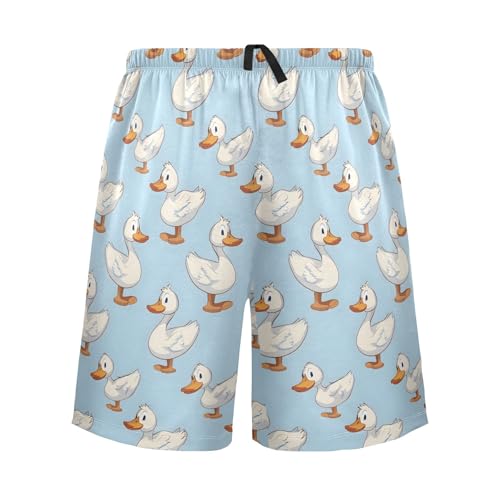 Cartoon Duck Mens Pajama Shorts Soft Pants Lounge Sleepwear Bottoms with Drawstring & Pockets