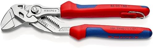 Knipex Szczypce-klucz szczypce i klucz w jednym narzędziu chromowane, z wielokomponentowymi nasadkami 180 mm (karta do sprzedaży w systemie samoobsługi/blister) 86 05 180 T BK