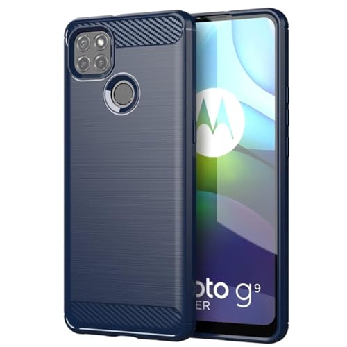 Sidande Funda para Moto G9 Power Case, para Motorola G9 Power XT2091-3 Funda Ultrafina con protección Fabricada en TPU y Fibra de Carbono Funda Protectora para Motorola Moto G9 Power Azul Marino