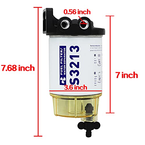S3213 Fuel Water Separator Marine Kit, 10 Micron Filter Effect Is Suitable For 3/8 Inch Npt Outboard Motor Mercury 35-60494-1, 18-7932-1, 18-17928, 35-809097 #TOP1