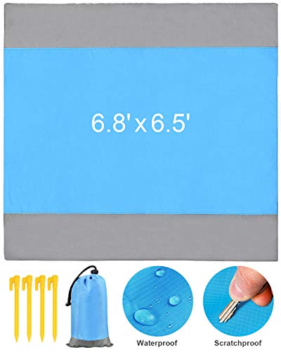 GIARIDE Manta de Playa 210x200cm Extragrande, Manta de Picnic de Bolsillo Suave, Impermeable a Prueba de Arena Estera Familiar al Aire Libre para Playa, Camping, Senderismo, Festival de música