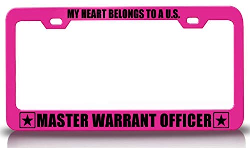 Custom Brother - My Heart Belongs to A U S Master Warrant Officer Army Metal Car SUV Truck License Plate Frame Pn m75