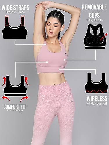 Image of Kobo Medium Impact Slip on Everyday Sports Bra for Women - Lightly-Padded | Yoga Top | Lined Cups with Removable Inserts (Imported)
