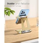Nulaxy Full Aluminum Dual Folding Cell Phone Stand for Desk, Gold - Image 4