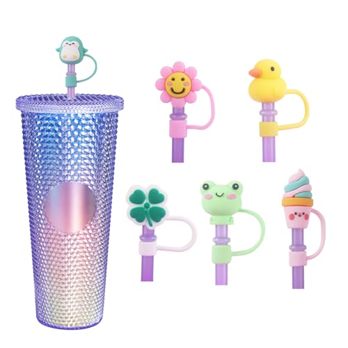 KEUYE Straw Covers & Tips for Starbucks Cups, Reusable Drinking Straw Protectors, Splash Proof Caps, 7-8MM Straw Tips, 6PCS