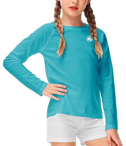 Image of AOBUTE Unisex Kids Rash Guard Long Sleeve SPF 50+ Sun Shirt UV Protection Swim Shirts 3-12 Years