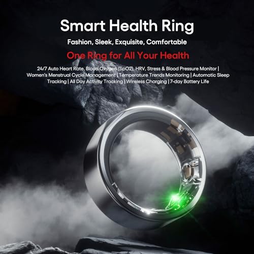 Anello di monitoraggio della salute – Anello intelligente indossabile con monitoraggio dell'ossigeno nel sangue e della frequenza cardiaca, monitoraggio automatico del sonno, monitoraggio fitness