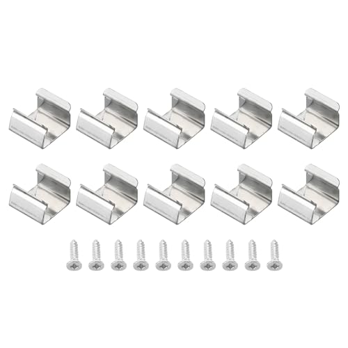 PATIKIL LED Strip Light Clips, 40 Pack Mounting Bracket Fixing Clips Stainless Steel Clamp Holders with Screws for 9.5mm-12mm Neon RGB Light Cable Ribbon