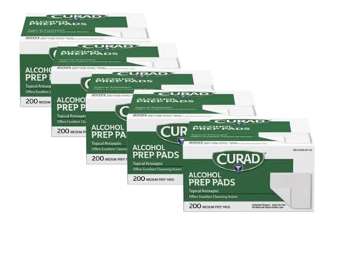 Curad Alcohol Prep Pads 70% Alcohol 1000 Count (5 Boxes 200 CT/EA)