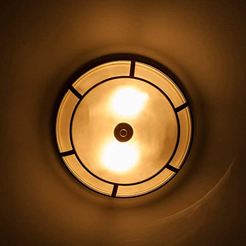 Engelch Black Flush Mount Ceiling Light, Classic Dome Light Fixtures Ceiling Mount, 2-Light Farmhouse Vintage Frosted Glass Ceiling Lamp For Hallway Bedroom Living Room Kitchen Bar #TOP2
